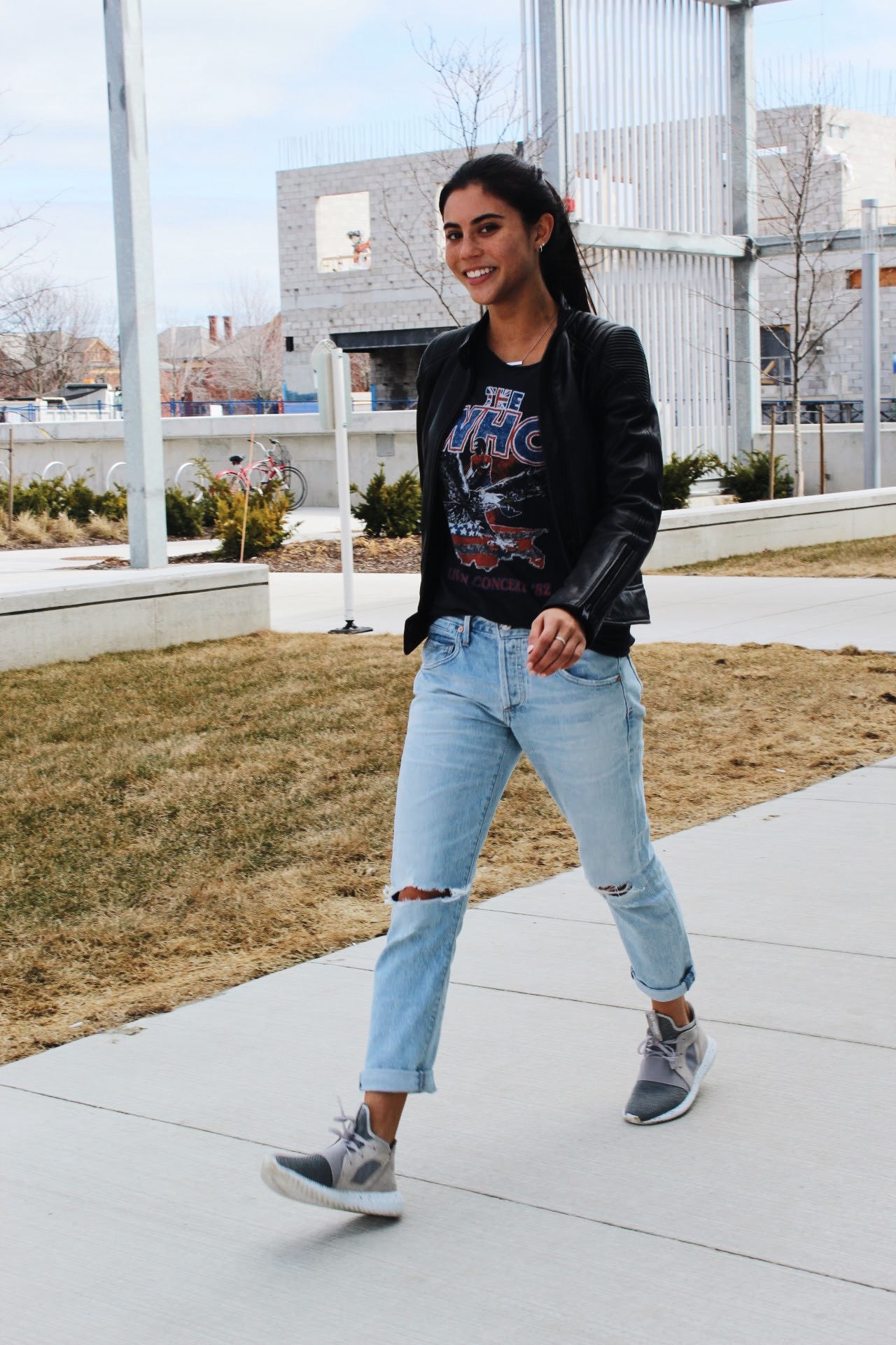 ani, FashionHumber, campus street style, Humber College, Fashion student,  7 for all mankind jacket, Junk food t shirt, Tiffany and co ring